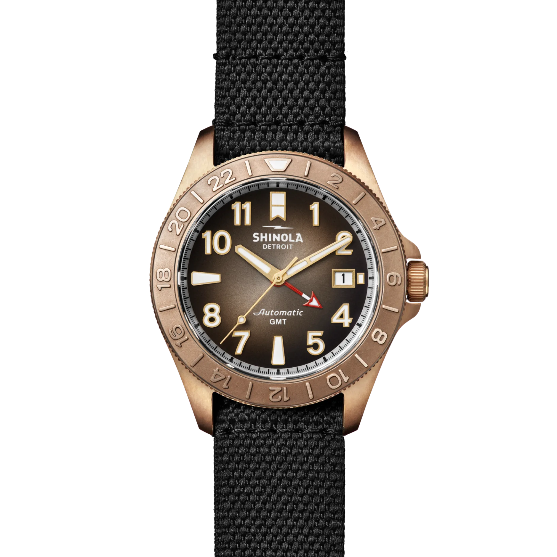 Outlet Shinola Bronze Monster GMT Automatic Watch Dark Brown Degrade