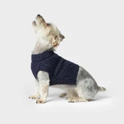 Outlet Shinola Cable Knit Dog Sweater Navy