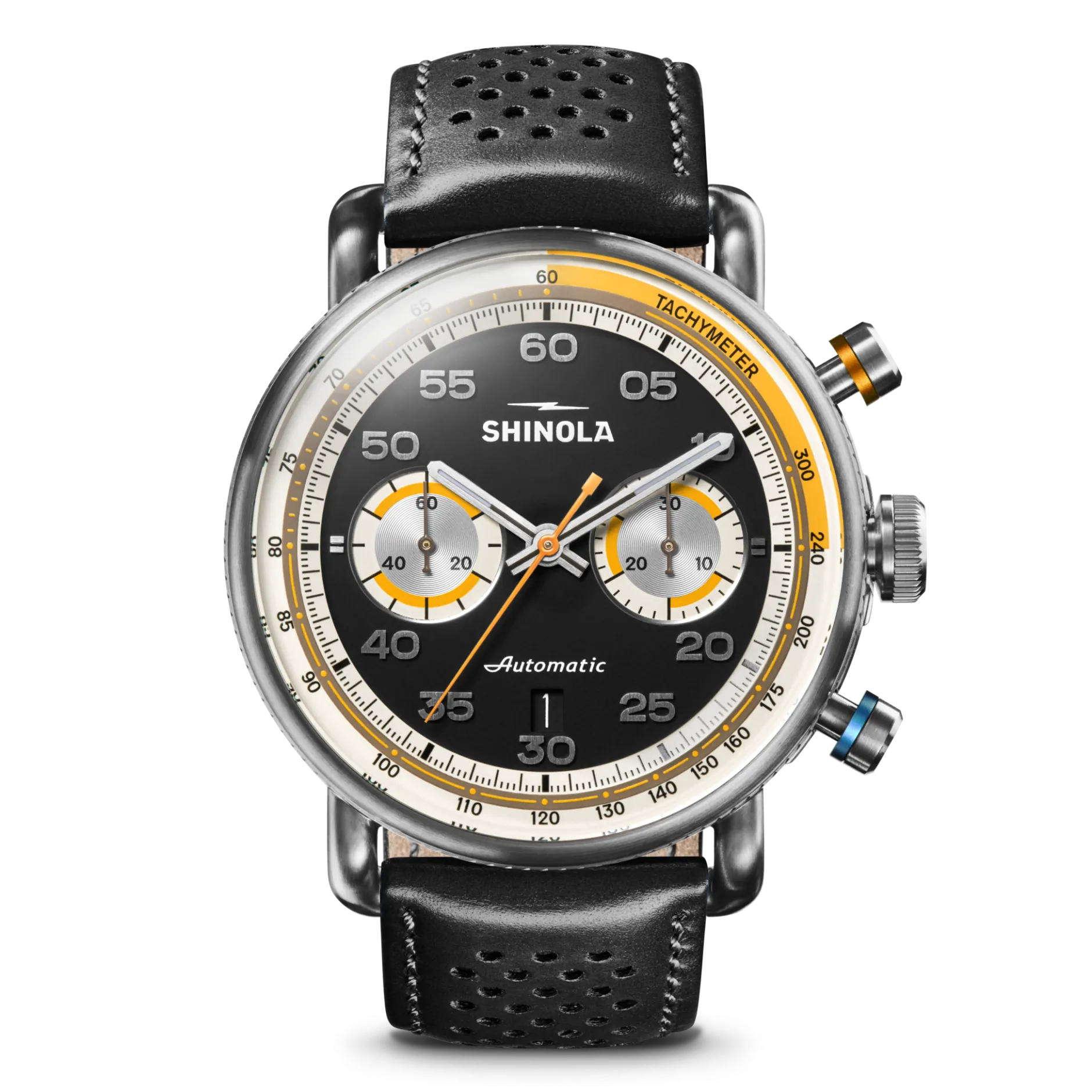 Outlet Shinola Canfield Speedway Open Road Automatic Chronograph Watch Black/Black Leather