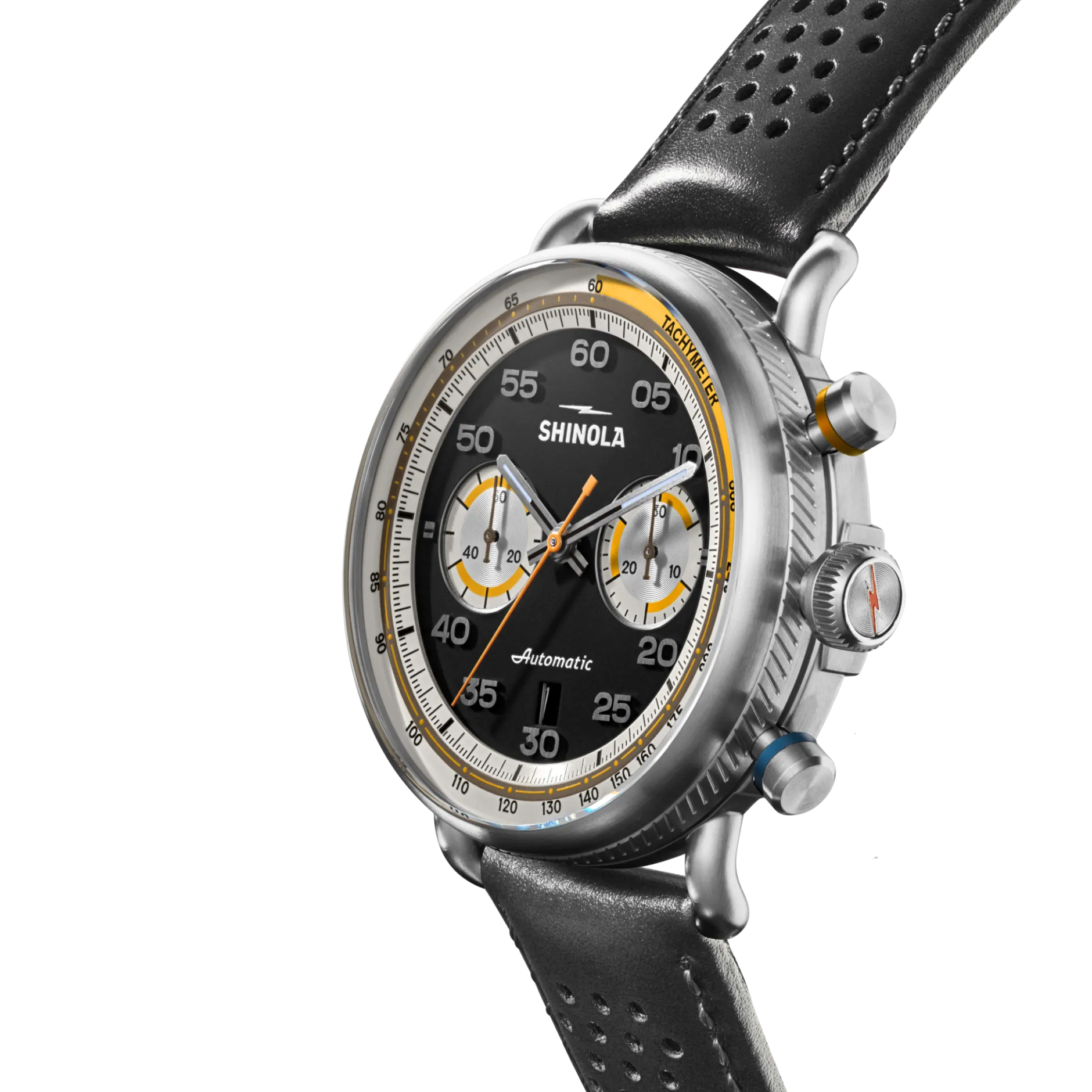 Outlet Shinola Canfield Speedway Open Road Automatic Chronograph Watch Black/Black Leather