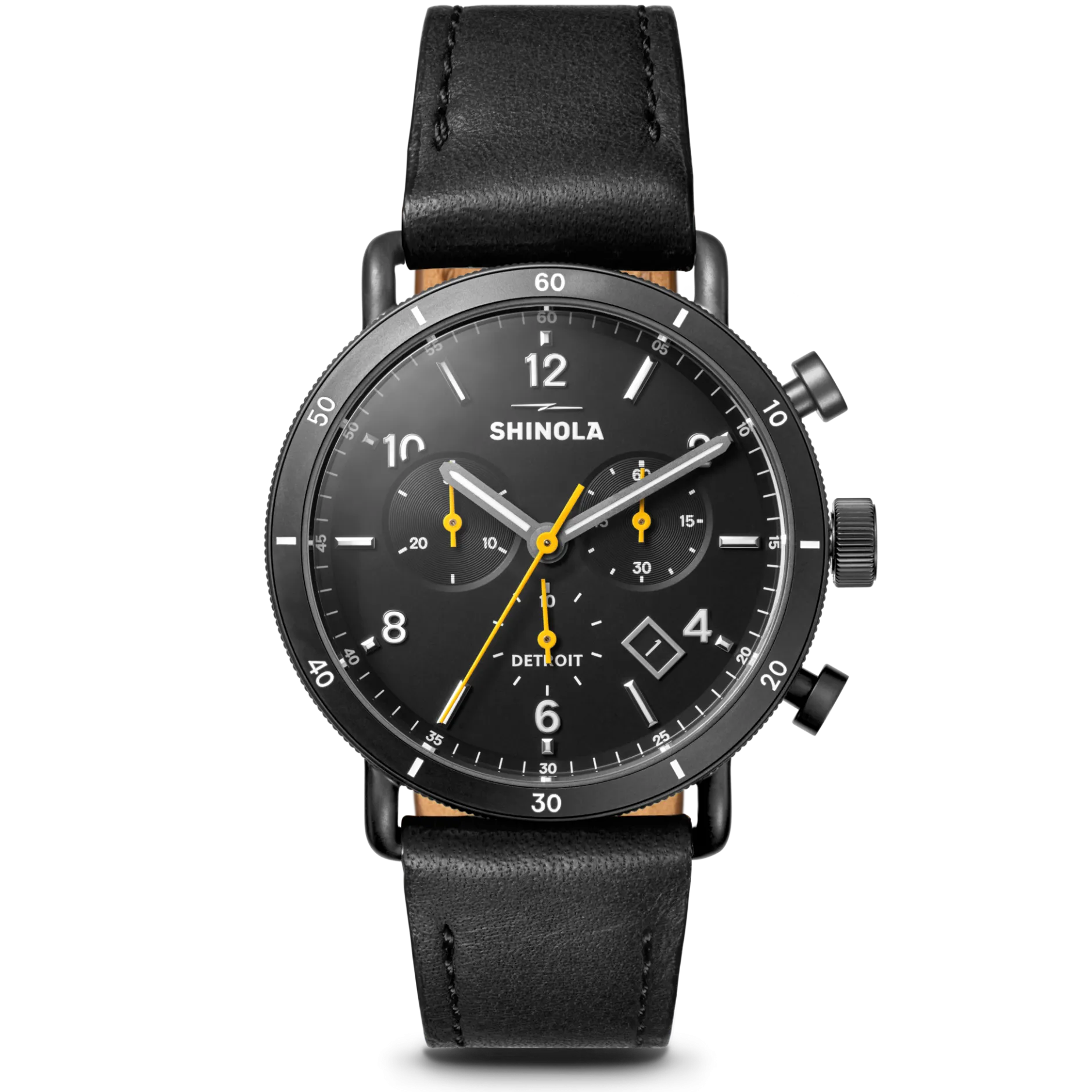 Hot Shinola Canfield Sport Chronograph Watch Black/Black Leather