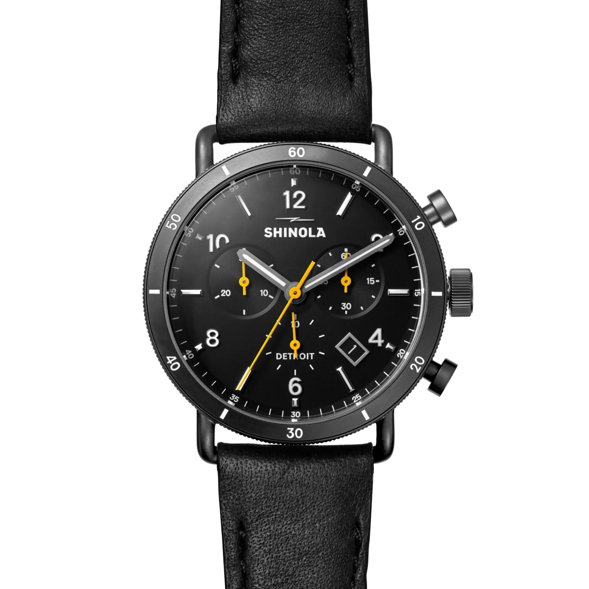 Hot Shinola Canfield Sport Chronograph Watch Black/Black Leather