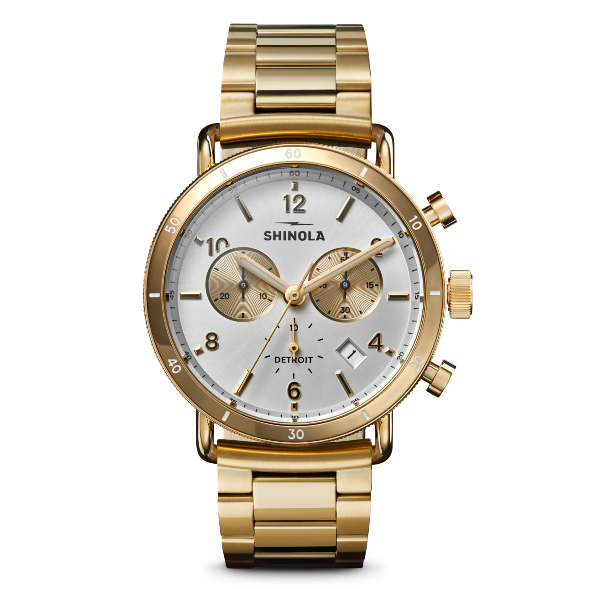 Shinola Canfield Sport Chronograph Watch Gold