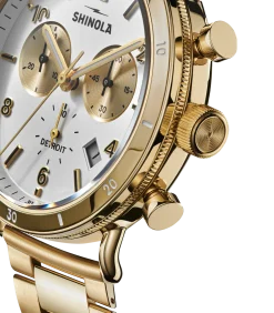 Shinola Canfield Sport Chronograph Watch Gold