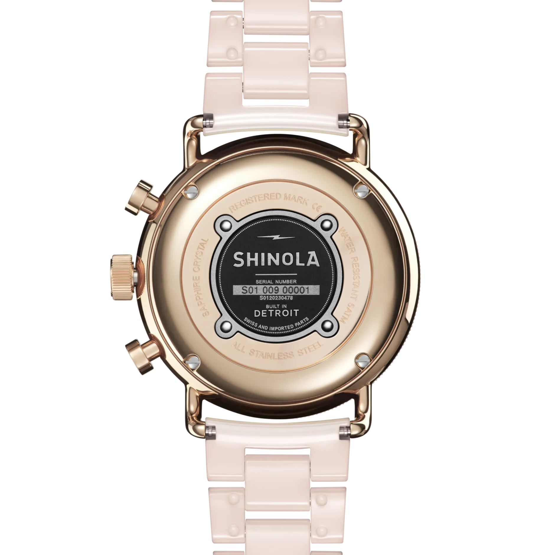 Sale Shinola Canfield Sport Chronograph Watch Pink Mother of Pearl