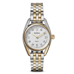 New Shinola Diamond Derby Watch Silver/Gold Bracelet