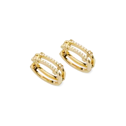 New Shinola Diamond Pave Rivet Double Row Hoop Earrings