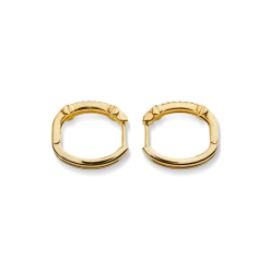 New Shinola Diamond Pave Rivet Double Row Hoop Earrings