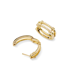 New Shinola Diamond Pave Rivet Double Row Hoop Earrings