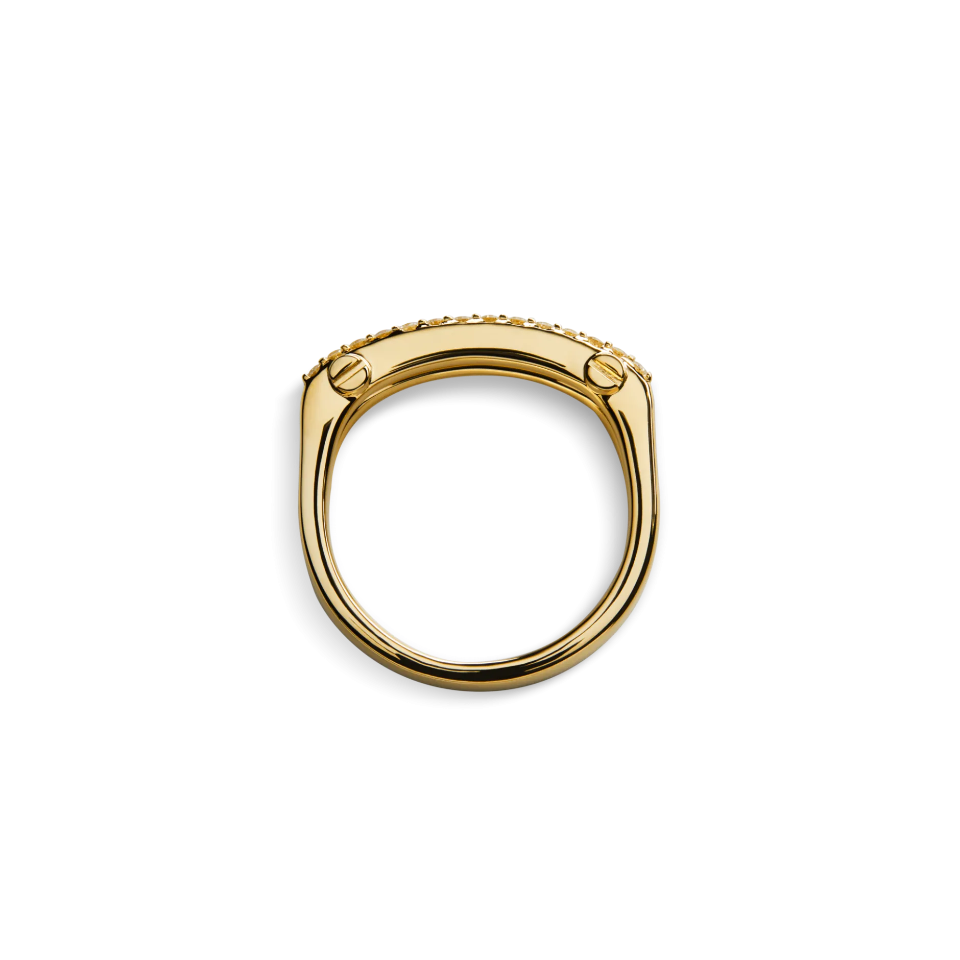 New Shinola Diamond Pave Rivet Double Row Ring