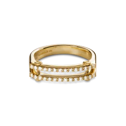 New Shinola Diamond Pave Rivet Double Row Ring