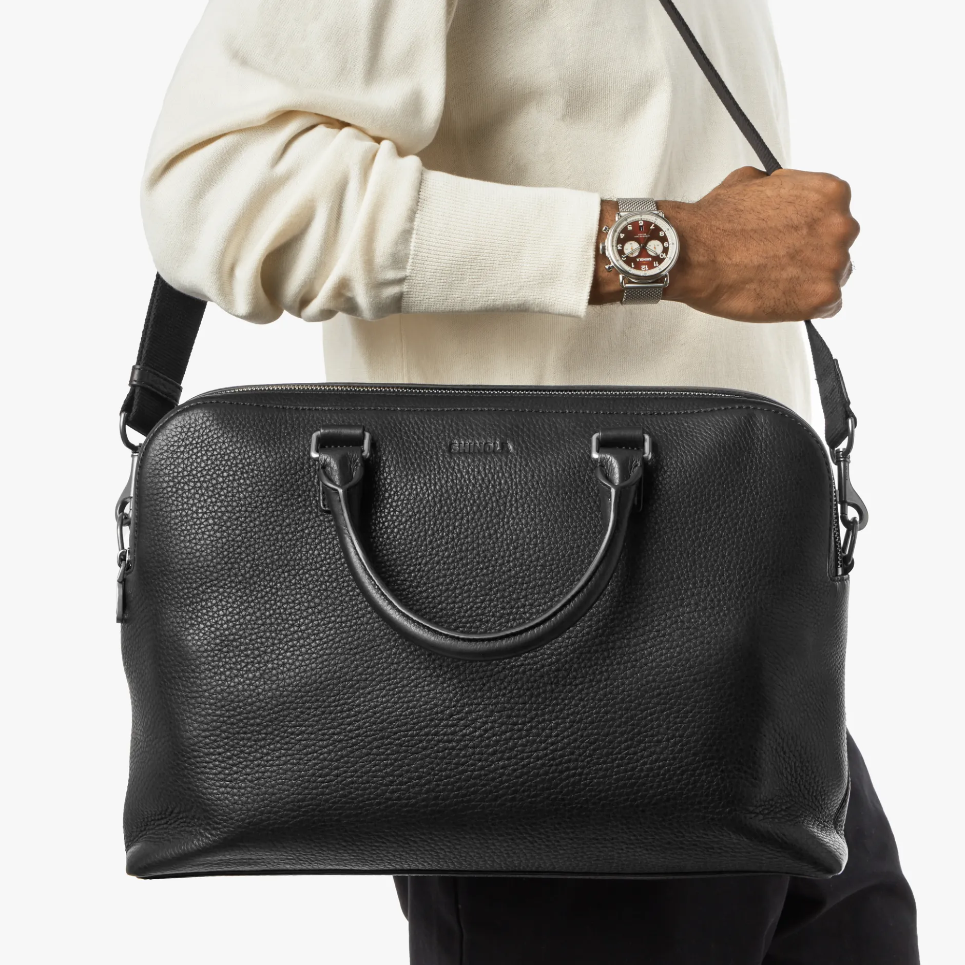 Clearance Shinola Double Zip Briefcase Black