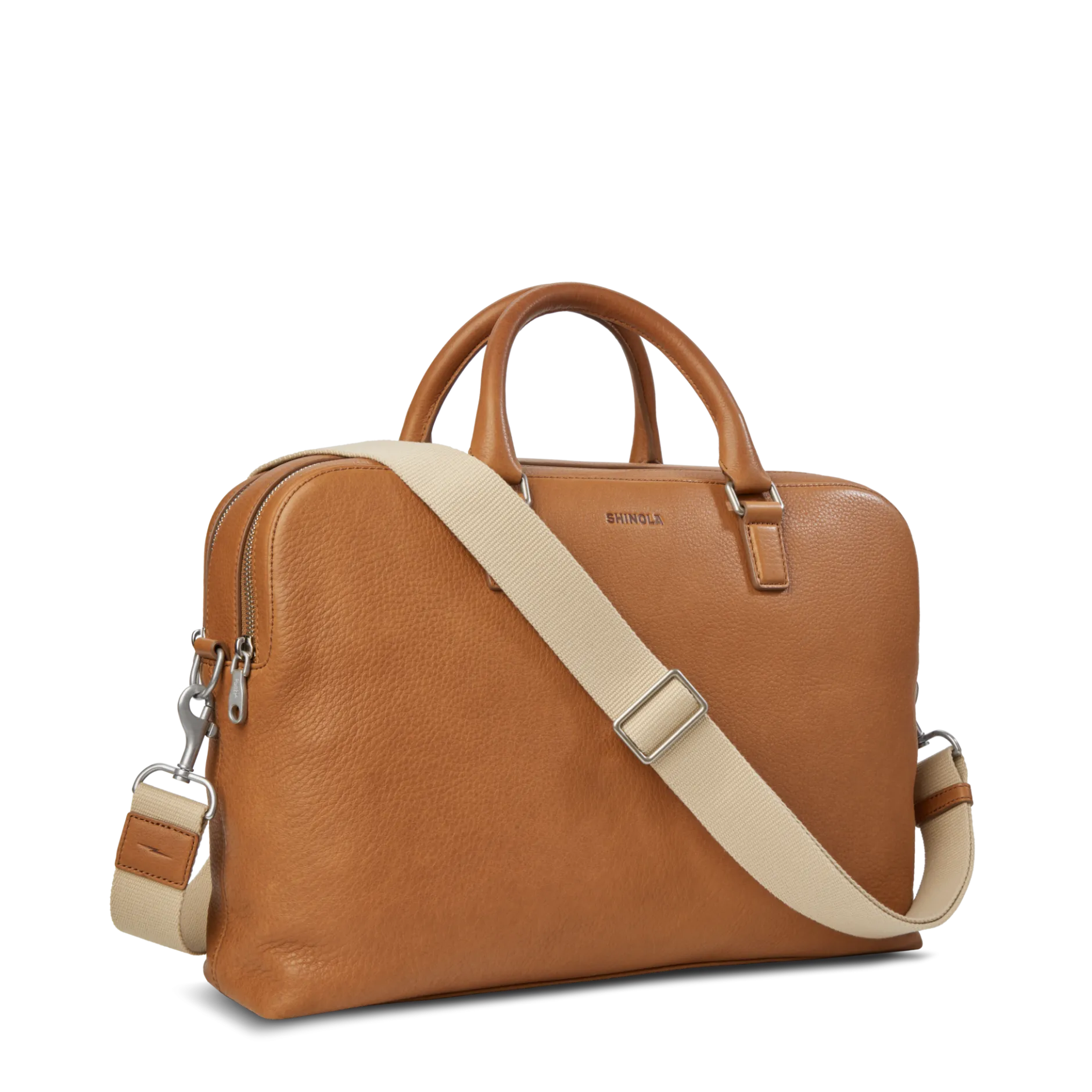 Clearance Shinola Double Zip Briefcase Tan