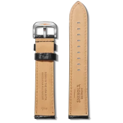 New Shinola 24mm Black Alligator Leather Watch Strap (Long)