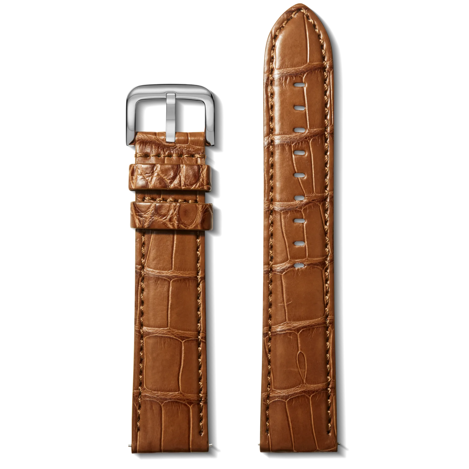 New Shinola 24mm Cognac Alligator Leather Watch Strap (Long)