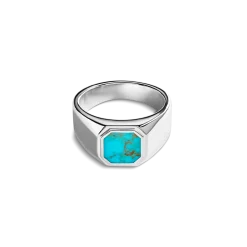 Clearance Shinola Octagonal Inlay Signet Ring Turquoise