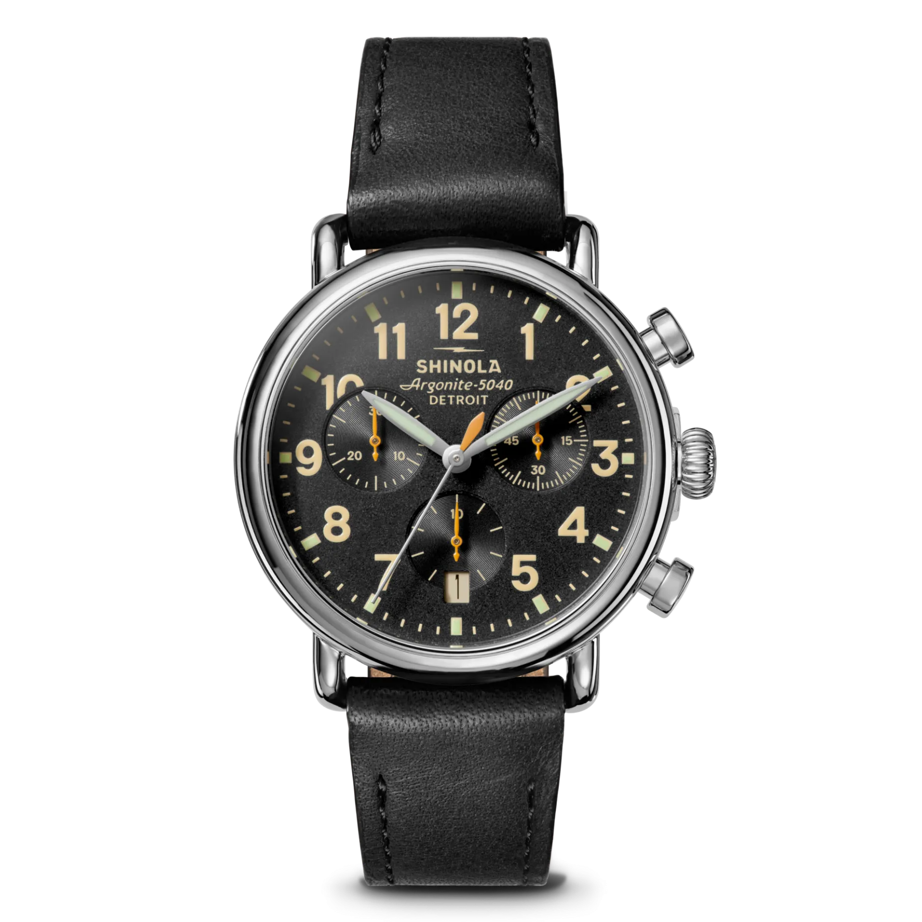 New Shinola Runwell Chronograph Watch Black w/ Full Exhibition Caseback