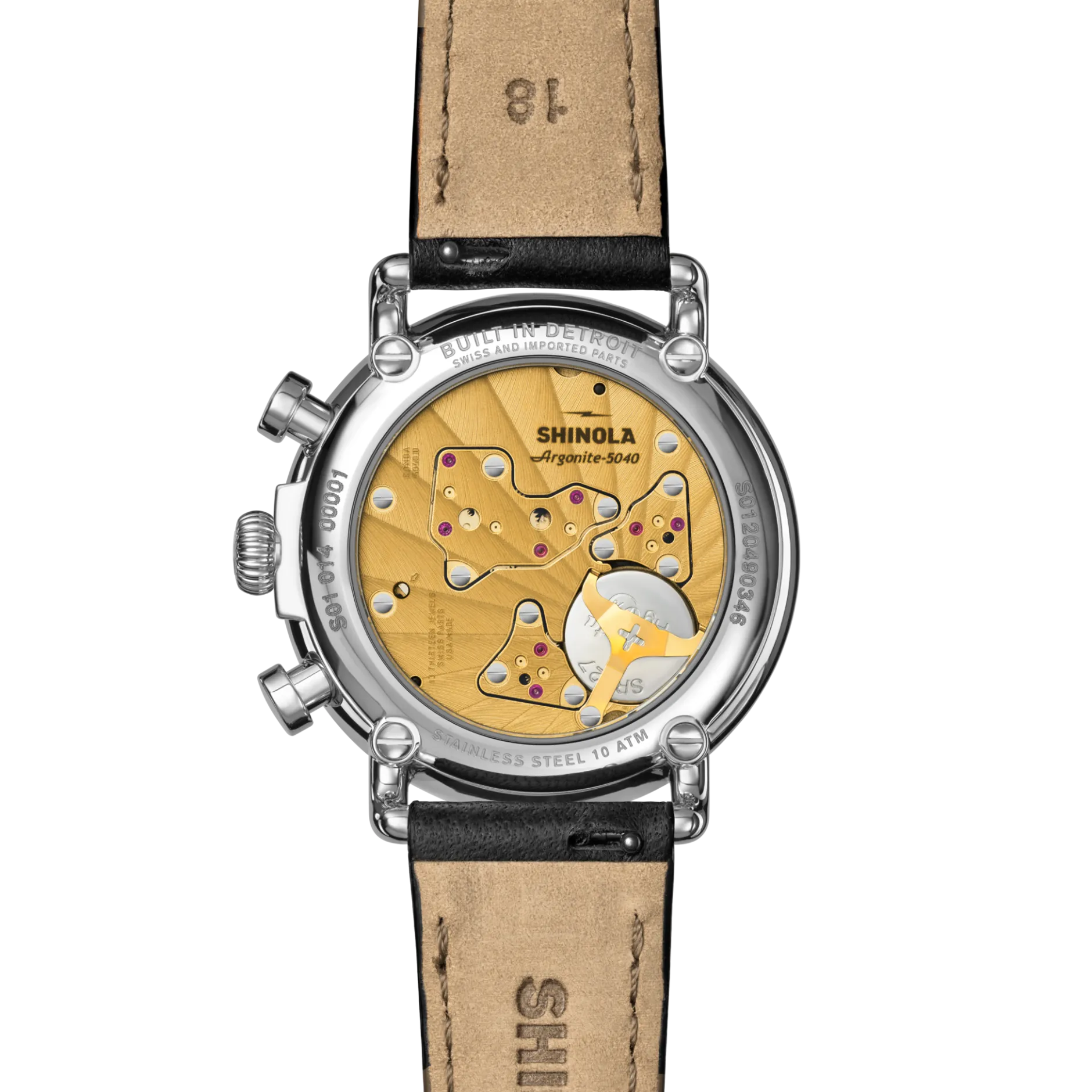 New Shinola Runwell Chronograph Watch Black w/ Full Exhibition Caseback