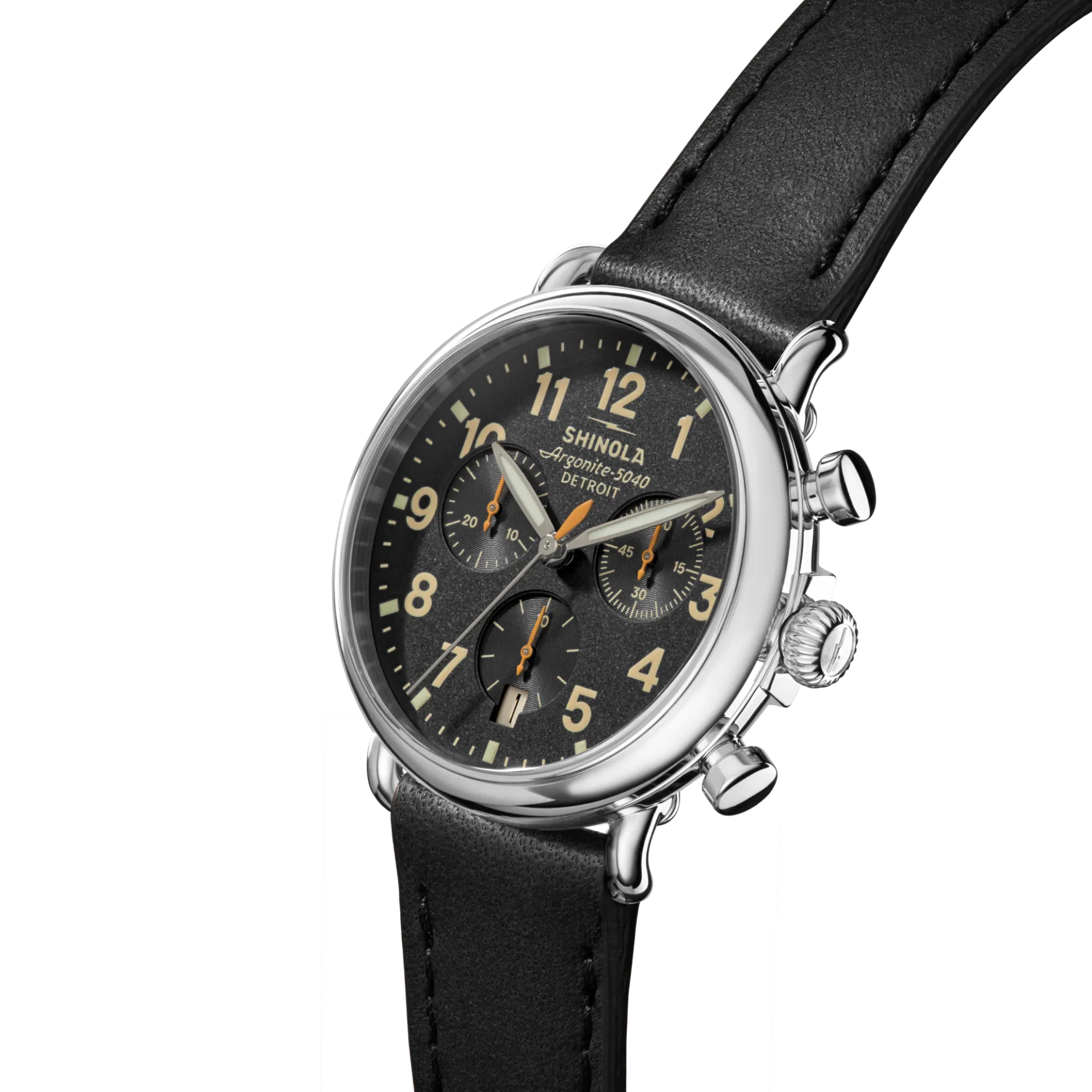 New Shinola Runwell Chronograph Watch Black w/ Full Exhibition Caseback