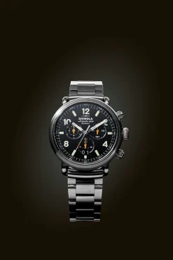 Sale Shinola Runwell Chronograph West Wind Watch Gift Set with Additional Strap Black