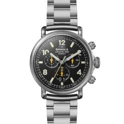 Sale Shinola Runwell Chronograph West Wind Watch Gift Set with Additional Strap Black