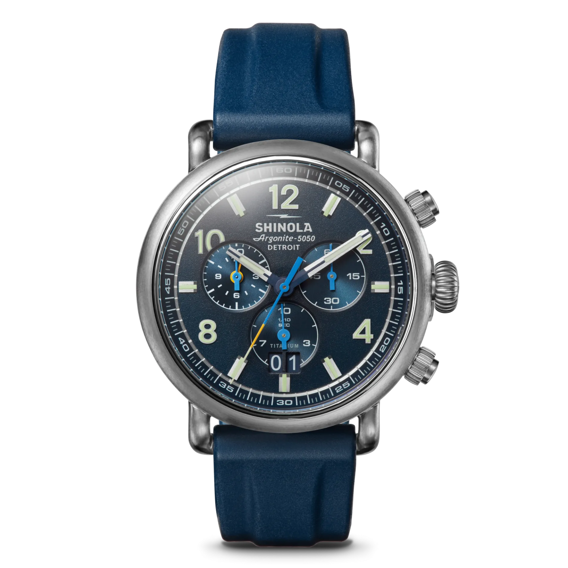 Clearance Shinola Runwell Chronograph West Wind Watch Gift Set with Additional Strap Midnight Blue