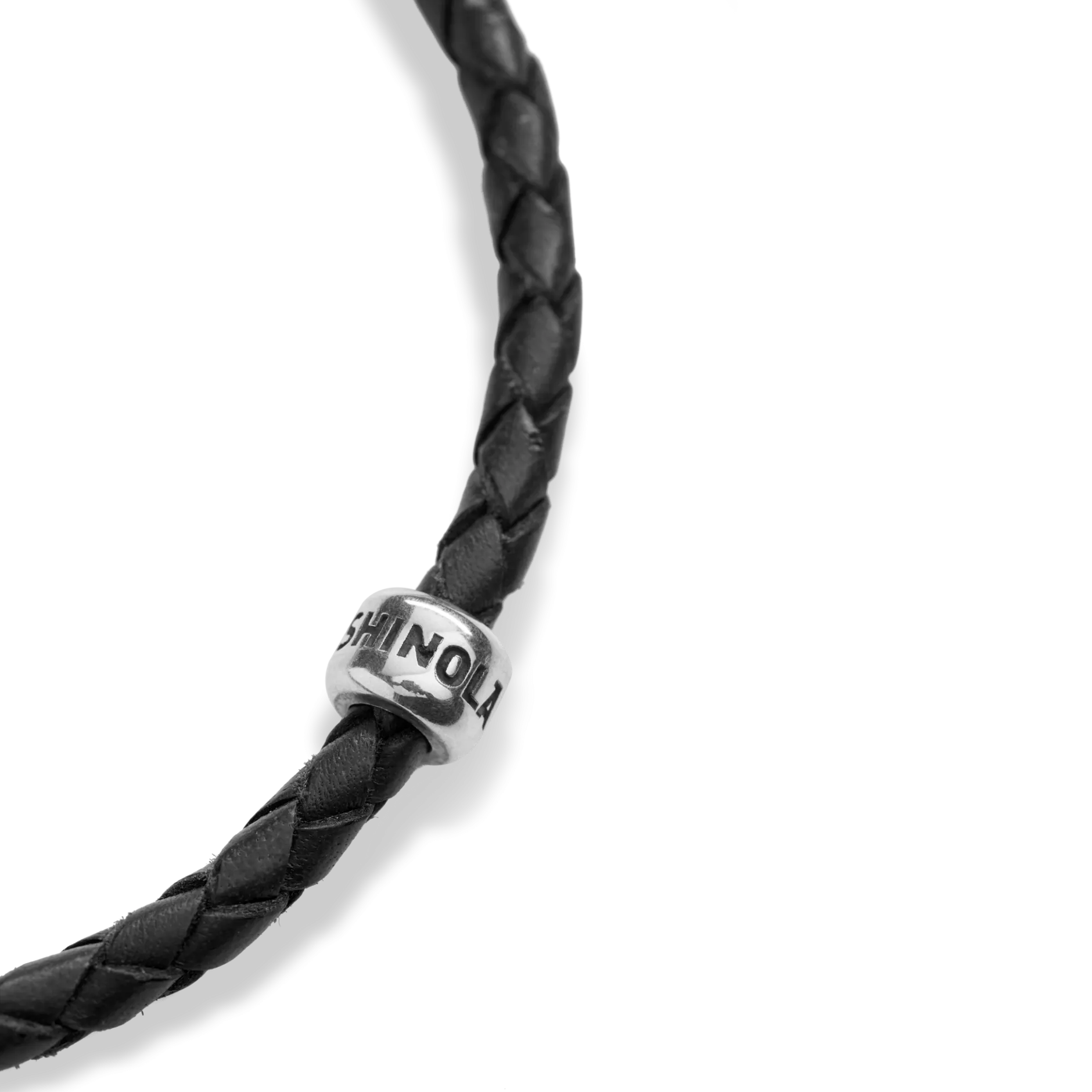 New Shinola Single Wrap Woven Leather Bracelet Black